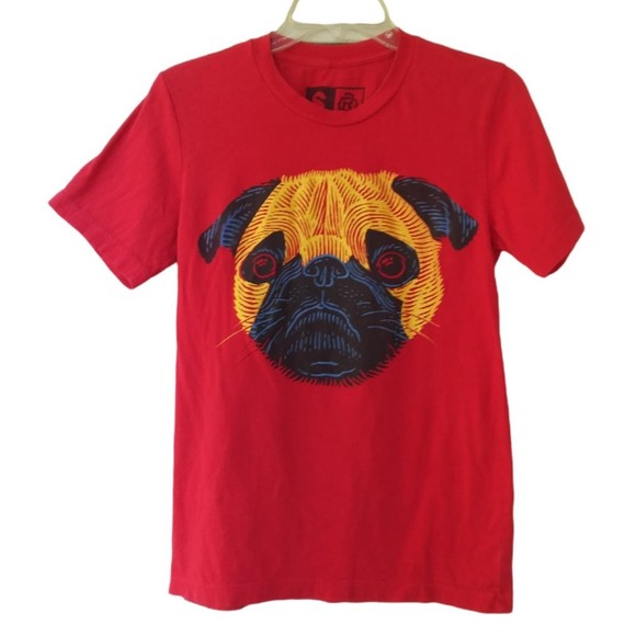 Nashville Tops - Pug dog T shirt - Size S - Red - Nashville